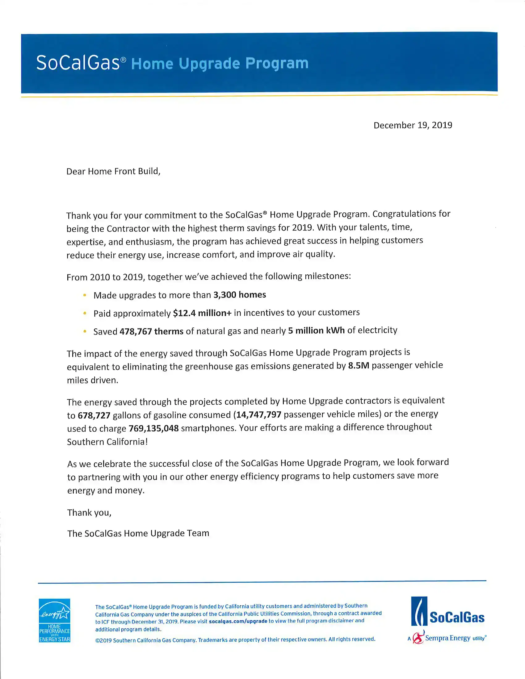 SoCalGas Home upgrad.