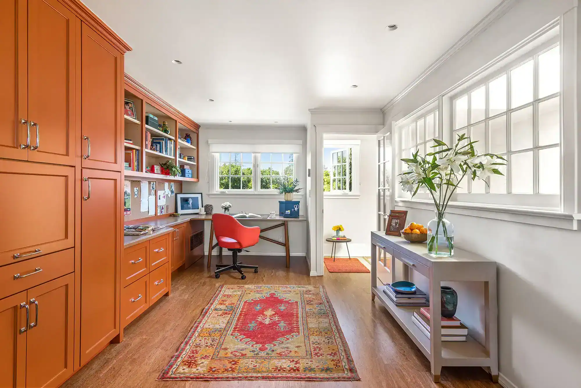  Built-in cabinetry helps save space and keep the flat tidy. (Nolasco Studios) 