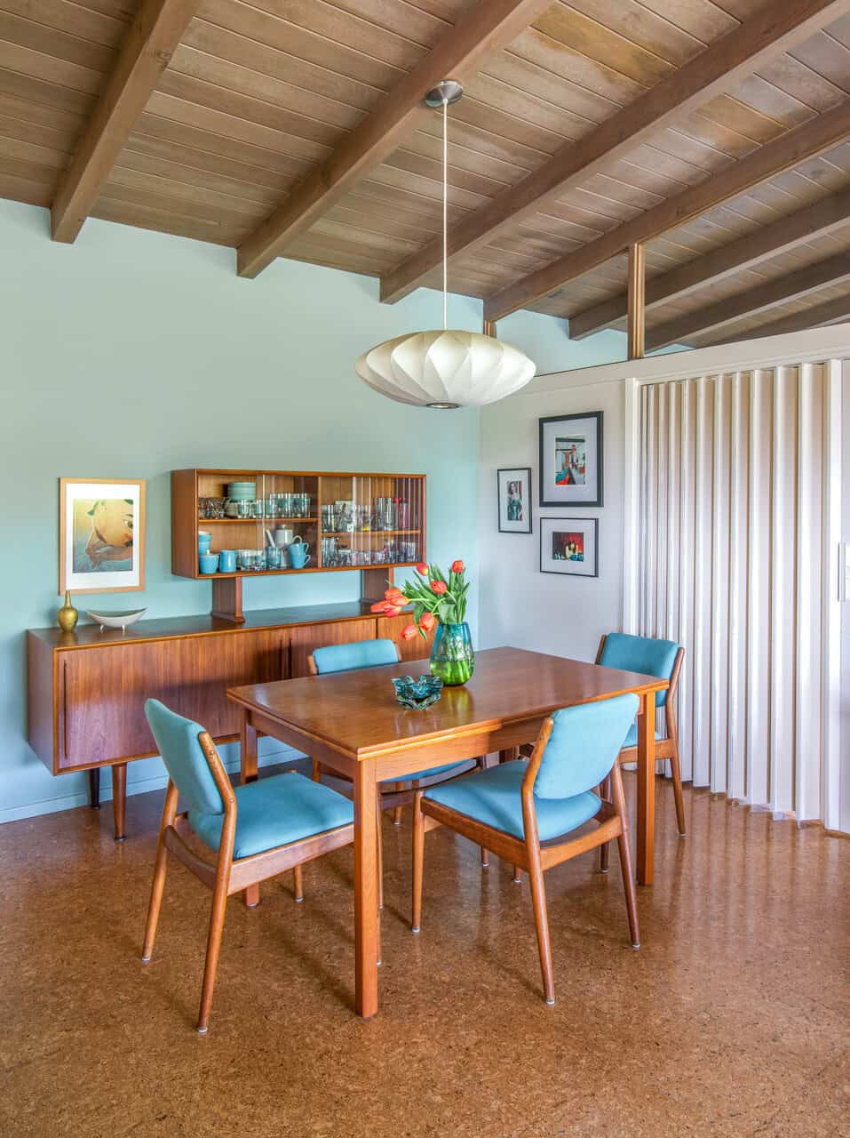 Dining room with woo.